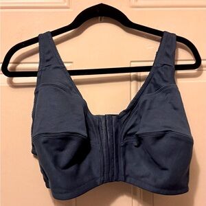 Comfort Choice Navy Blue Cotton Knit Front Hook Bra Size 44D NWOT